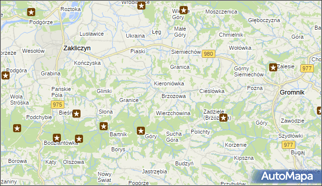 mapa Brzozowa gmina Gromnik, Brzozowa gmina Gromnik na mapie Targeo