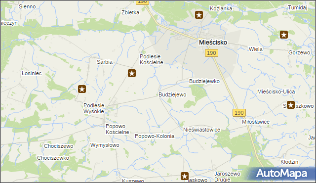 mapa Budziejewo, Budziejewo na mapie Targeo