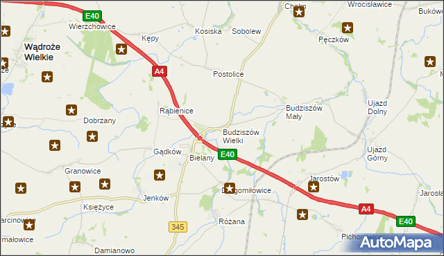 mapa Budziszów Wielki, Budziszów Wielki na mapie Targeo