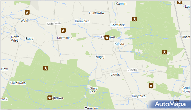 mapa Bugaj gmina Raszków, Bugaj gmina Raszków na mapie Targeo