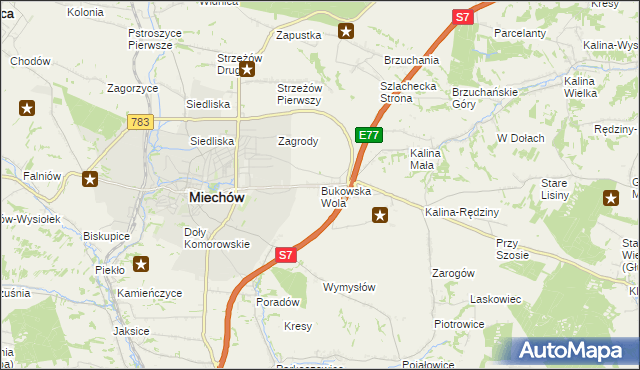 mapa Bukowska Wola, Bukowska Wola na mapie Targeo