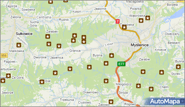 mapa Bysina, Bysina na mapie Targeo