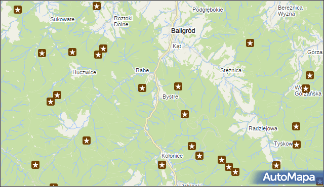 mapa Bystre gmina Baligród, Bystre gmina Baligród na mapie Targeo