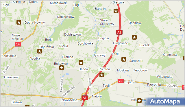 mapa Byszewy, Byszewy na mapie Targeo