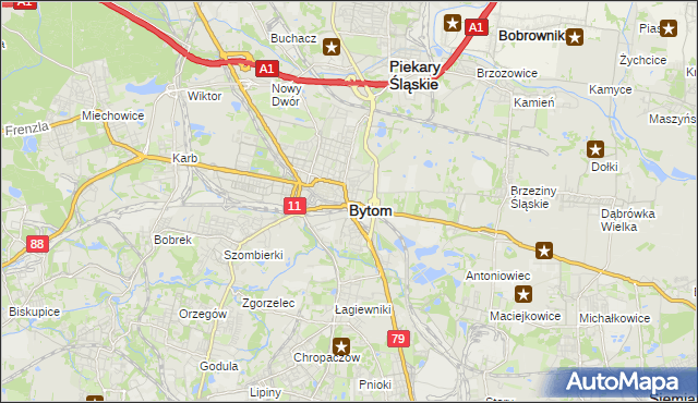 mapa Bytomia, Bytom na mapie Targeo