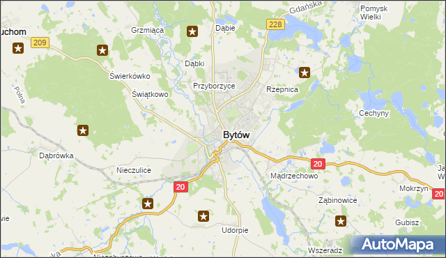 mapa Bytów, Bytów na mapie Targeo