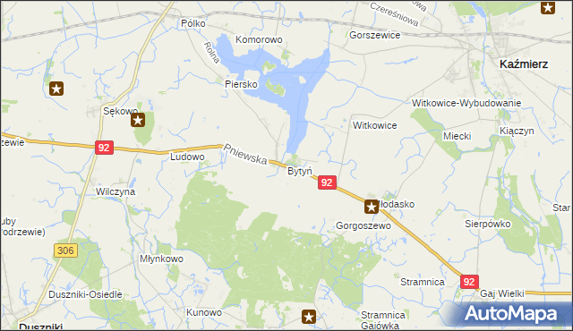 mapa Bytyń gmina Kaźmierz, Bytyń gmina Kaźmierz na mapie Targeo