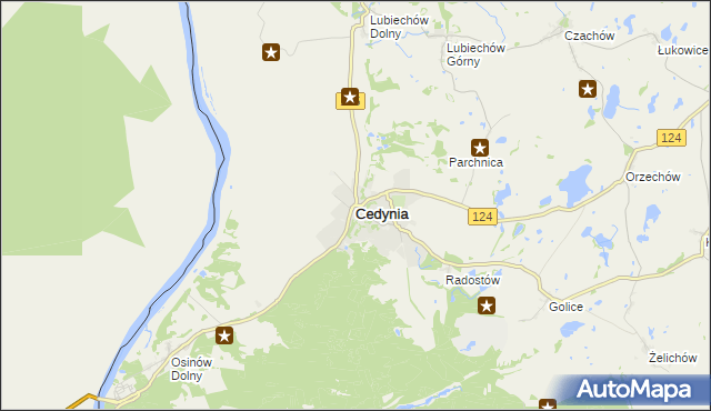 mapa Cedynia, Cedynia na mapie Targeo