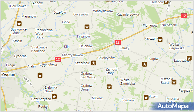 mapa Celestynów gmina Zwoleń, Celestynów gmina Zwoleń na mapie Targeo