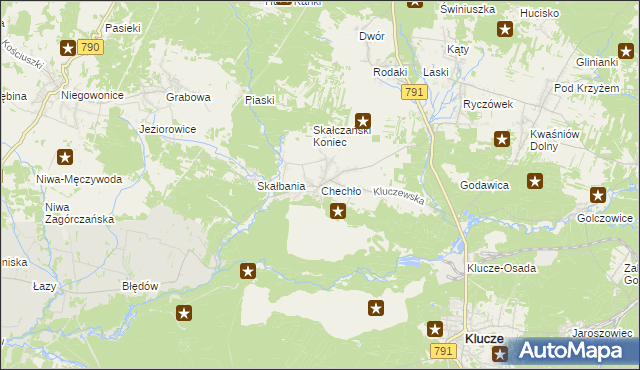 mapa Chechło gmina Klucze, Chechło gmina Klucze na mapie Targeo