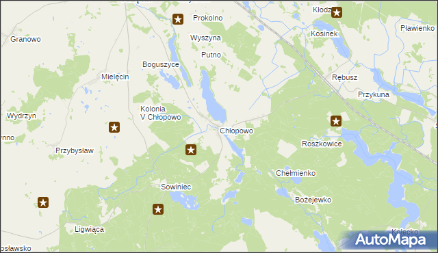 mapa Chłopowo gmina Krzęcin, Chłopowo gmina Krzęcin na mapie Targeo