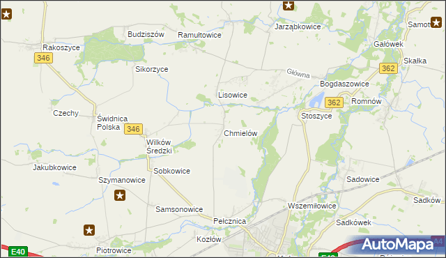 mapa Chmielów gmina Kostomłoty, Chmielów gmina Kostomłoty na mapie Targeo