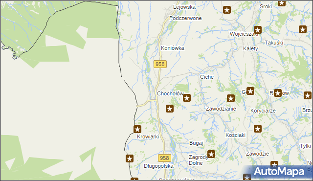 mapa Chochołów gmina Czarny Dunajec, Chochołów gmina Czarny Dunajec na mapie Targeo