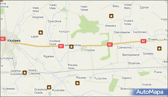 mapa Chodów powiat kolski, Chodów powiat kolski na mapie Targeo