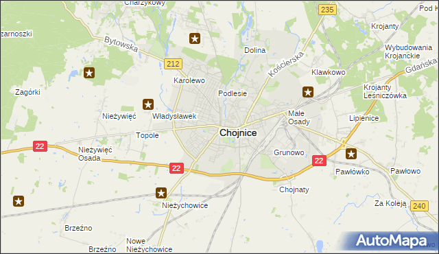 mapa Chojnic, Chojnice na mapie Targeo