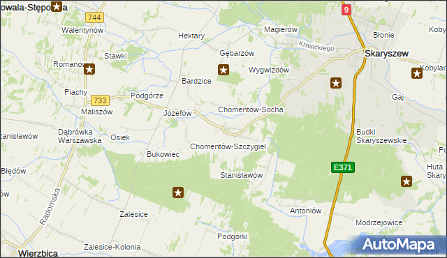 mapa Chomentów-Puszcz, Chomentów-Puszcz na mapie Targeo