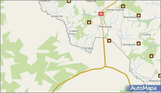 mapa Chomiąża gmina Głubczyce, Chomiąża gmina Głubczyce na mapie Targeo