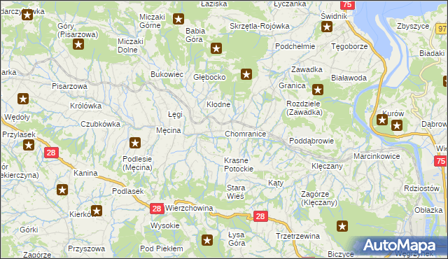 mapa Chomranice, Chomranice na mapie Targeo