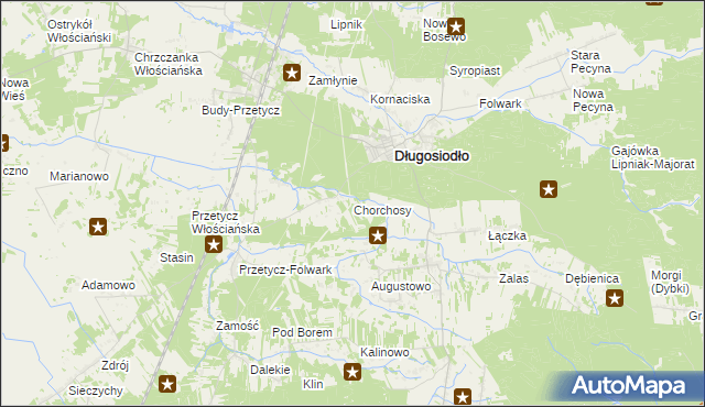 mapa Chorchosy, Chorchosy na mapie Targeo