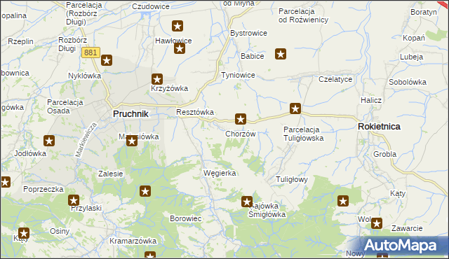 mapa Chorzów gmina Roźwienica, Chorzów gmina Roźwienica na mapie Targeo