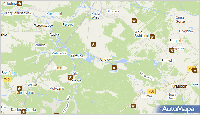 mapa Chotów gmina Krasocin, Chotów gmina Krasocin na mapie Targeo