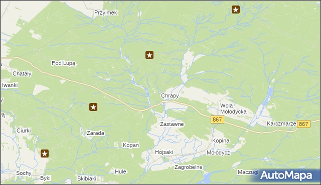 mapa Chrapy, Chrapy na mapie Targeo