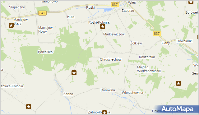 mapa Chruściechów gmina Żółkiewka, Chruściechów gmina Żółkiewka na mapie Targeo