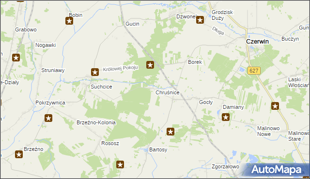 mapa Chruśnice, Chruśnice na mapie Targeo