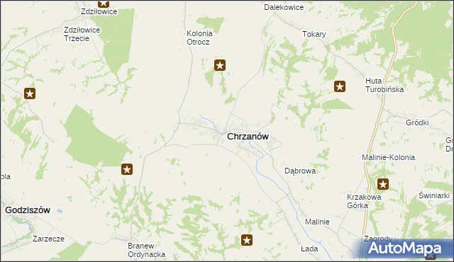 mapa Chrzanów powiat janowski, Chrzanów powiat janowski na mapie Targeo