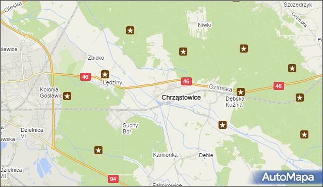 mapa Chrząstowice powiat opolski, Chrząstowice powiat opolski na mapie Targeo