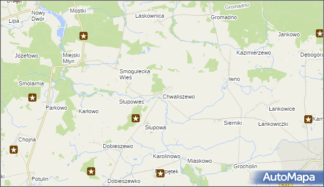 mapa Chwaliszewo gmina Kcynia, Chwaliszewo gmina Kcynia na mapie Targeo