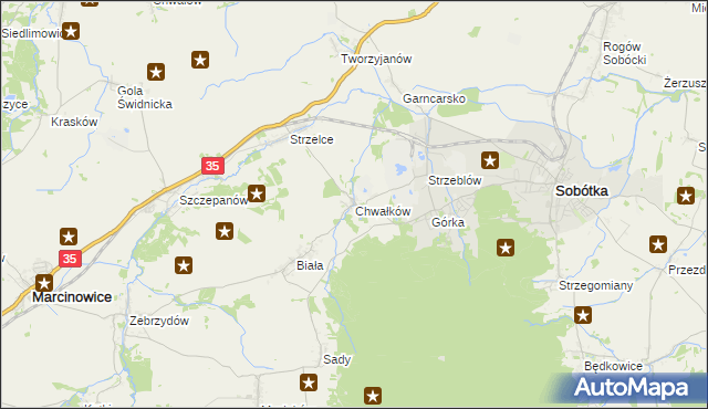 mapa Chwałków, Chwałków na mapie Targeo