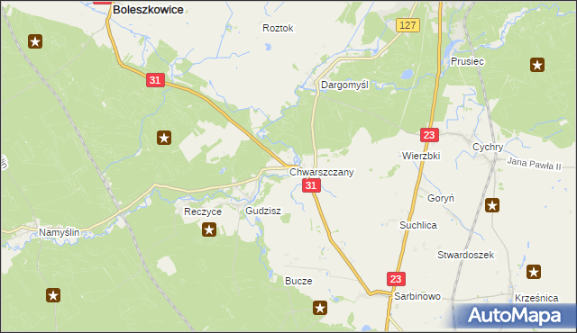 mapa Chwarszczany, Chwarszczany na mapie Targeo