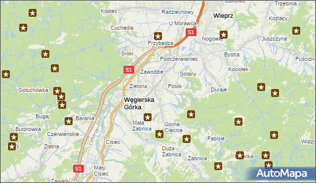 mapa Cięcina, Cięcina na mapie Targeo