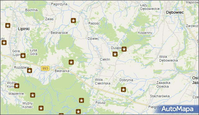 mapa Cieklin, Cieklin na mapie Targeo