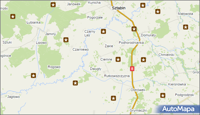 mapa Ciemne gmina Suchowola, Ciemne gmina Suchowola na mapie Targeo