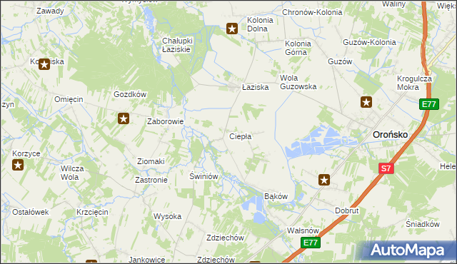 mapa Ciepła, Ciepła na mapie Targeo