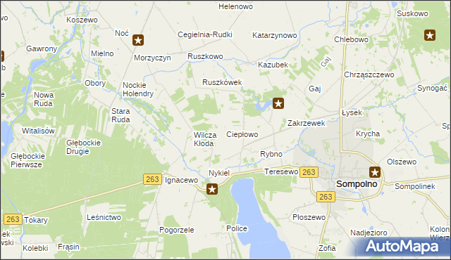 mapa Ciepłowo, Ciepłowo na mapie Targeo