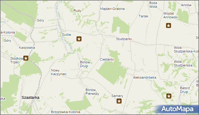 mapa Cieślanki, Cieślanki na mapie Targeo