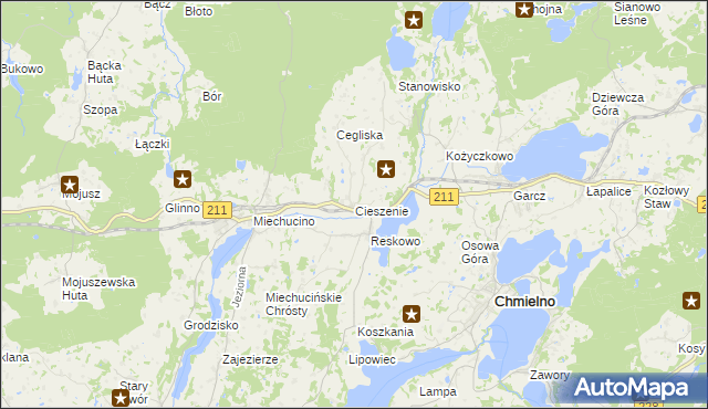 mapa Cieszenie, Cieszenie na mapie Targeo