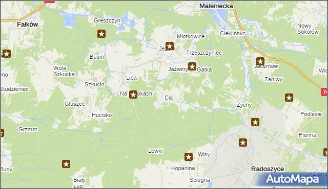 mapa Cis gmina Ruda Maleniecka, Cis gmina Ruda Maleniecka na mapie Targeo