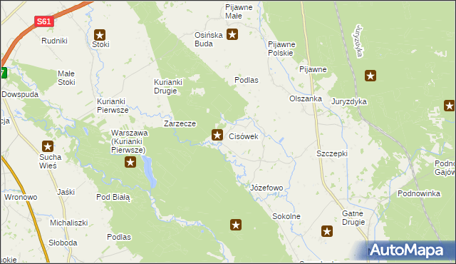 mapa Cisówek gmina Nowinka, Cisówek gmina Nowinka na mapie Targeo