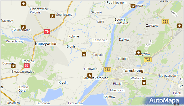 mapa Ciszyca gmina Koprzywnica, Ciszyca gmina Koprzywnica na mapie Targeo