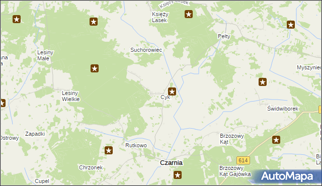 mapa Cyk gmina Czarnia, Cyk gmina Czarnia na mapie Targeo