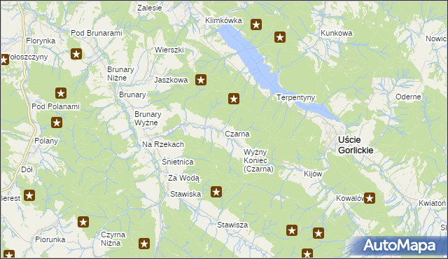 mapa Czarna gmina Uście Gorlickie, Czarna gmina Uście Gorlickie na mapie Targeo