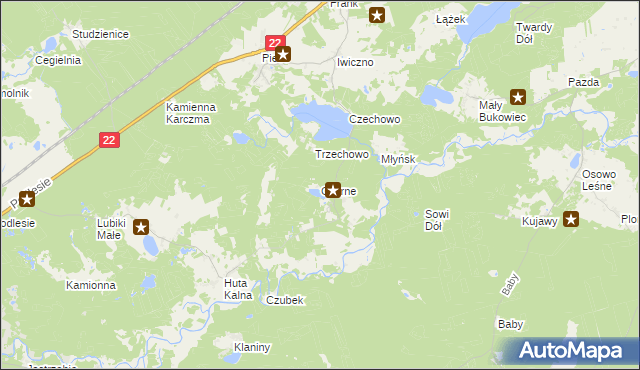 mapa Czarne gmina Kaliska, Czarne gmina Kaliska na mapie Targeo