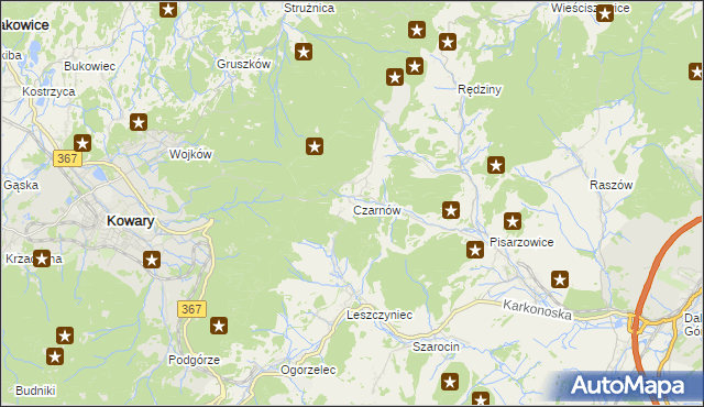 mapa Czarnów gmina Kamienna Góra, Czarnów gmina Kamienna Góra na mapie Targeo