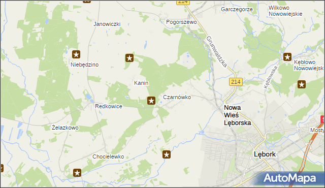 mapa Czarnówko gmina Nowa Wieś Lęborska, Czarnówko gmina Nowa Wieś Lęborska na mapie Targeo