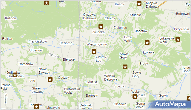 mapa Czarny Ług, Czarny Ług na mapie Targeo