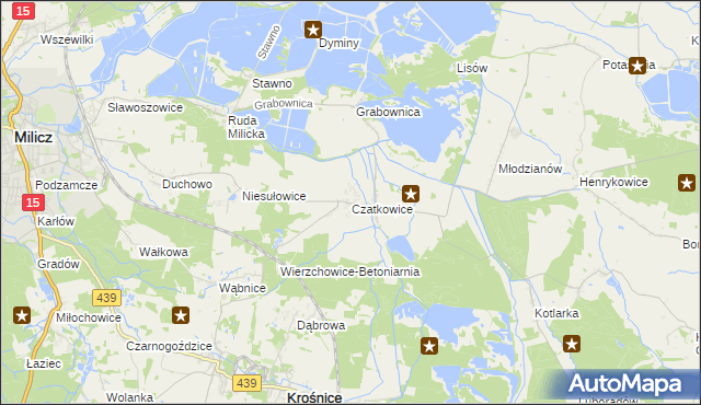 mapa Czatkowice gmina Milicz, Czatkowice gmina Milicz na mapie Targeo